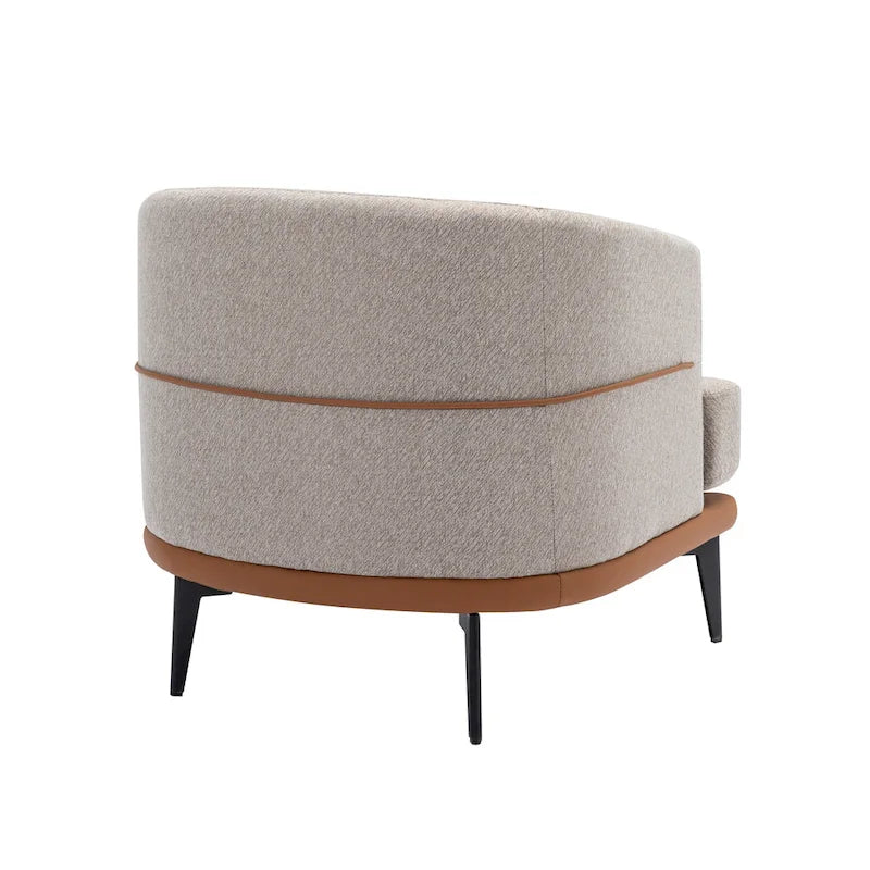 Fauteuil tonneau moderne en tissu bicolore
