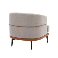 Fauteuil tonneau moderne en tissu bicolore