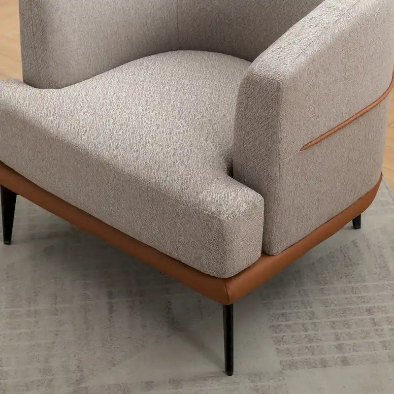 Fauteuil tonneau moderne en tissu bicolore
