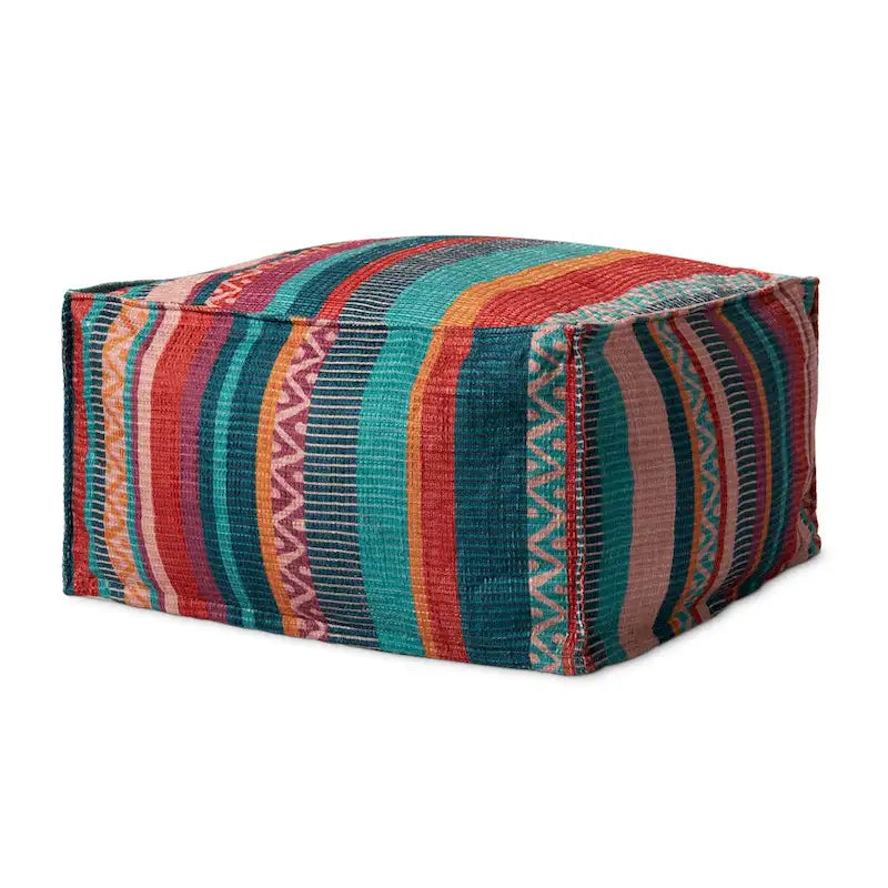 Pouf Alexander Home rayé bohème du Sud-Ouest