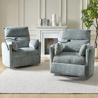 Fauteuil inclinable pivotant Barry Modern 38 Power Rocking Swivel Nursery Recliner avec ports USB lot de 2 par HULALA HOME