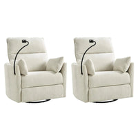 Fauteuil inclinable pivotant Barry Modern 38 Power Rocking Swivel Nursery Recliner avec ports USB lot de 2 par HULALA HOME