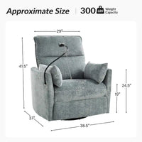 Fauteuil inclinable pivotant Barry Modern 38 Power Rocking Swivel Nursery Recliner avec ports USB lot de 2 par HULALA HOME