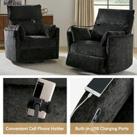 Fauteuil inclinable pivotant Barry Modern 38 Power Rocking Swivel Nursery Recliner avec ports USB lot de 2 par HULALA HOME