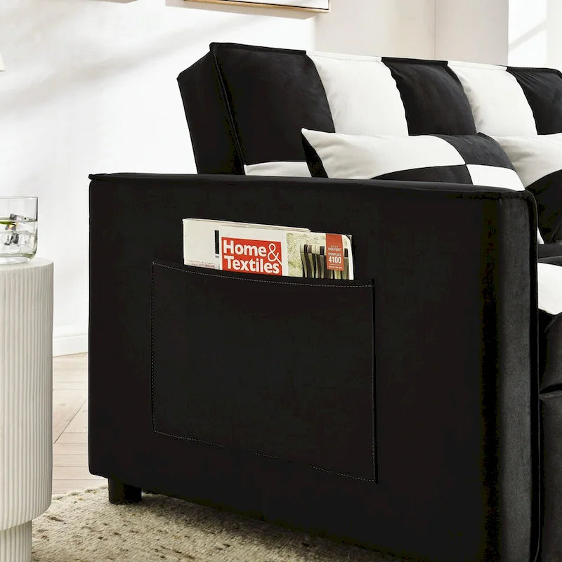 Causeuse-canapé moderne en velours avec lit escamotable, convertible 3 en 1 pour salon canapé-lit