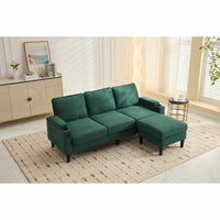 Canapé sectionnel 3 places en forme de L avec ottoman de rangement