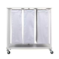 Centre de lessive à 3 sacs, Tablettes en stratifié lisse, Cadre en acier robuste, Barre de suspension, Options de pieds à roulettes et fixes