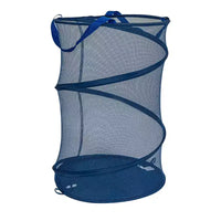 Panier à linge escamotable en maille, cadre en acier à ressort, doublure en maille pour circulation d'air, grande capacité, installation facile, rangement compact