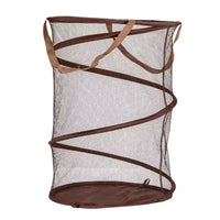 Panier à linge escamotable en maille, cadre en acier à ressort, doublure en maille pour circulation d'air, grande capacité, installation facile, rangement compact