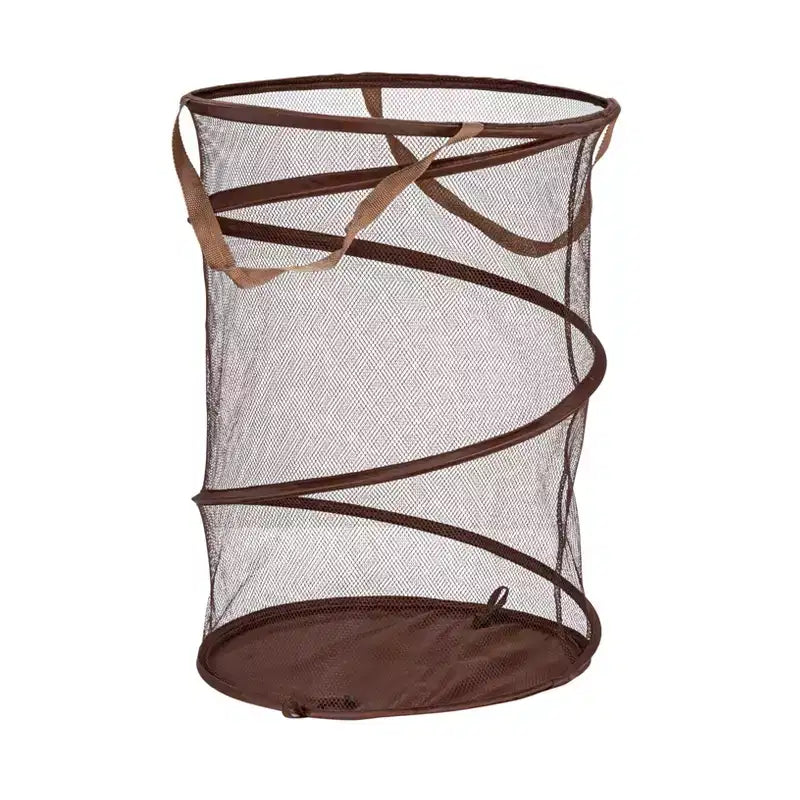 Panier à linge escamotable en maille, cadre en acier à ressort, doublure en maille pour circulation d'air, grande capacité, installation facile, rangement compact