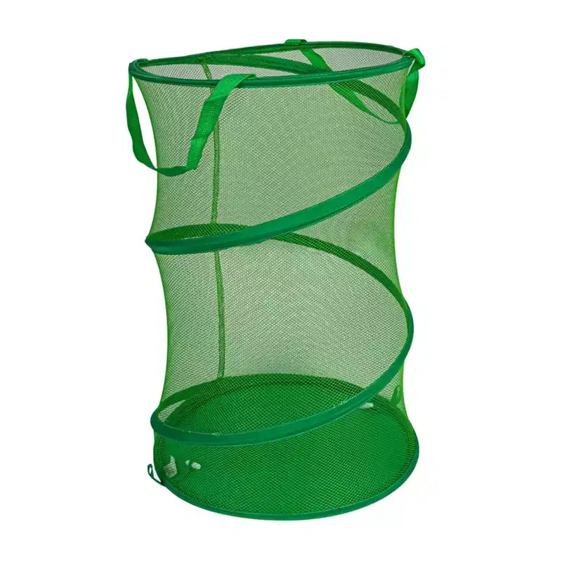 Panier à linge escamotable en maille, cadre en acier à ressort, doublure en maille pour circulation d'air, grande capacité, installation facile, rangement compact
