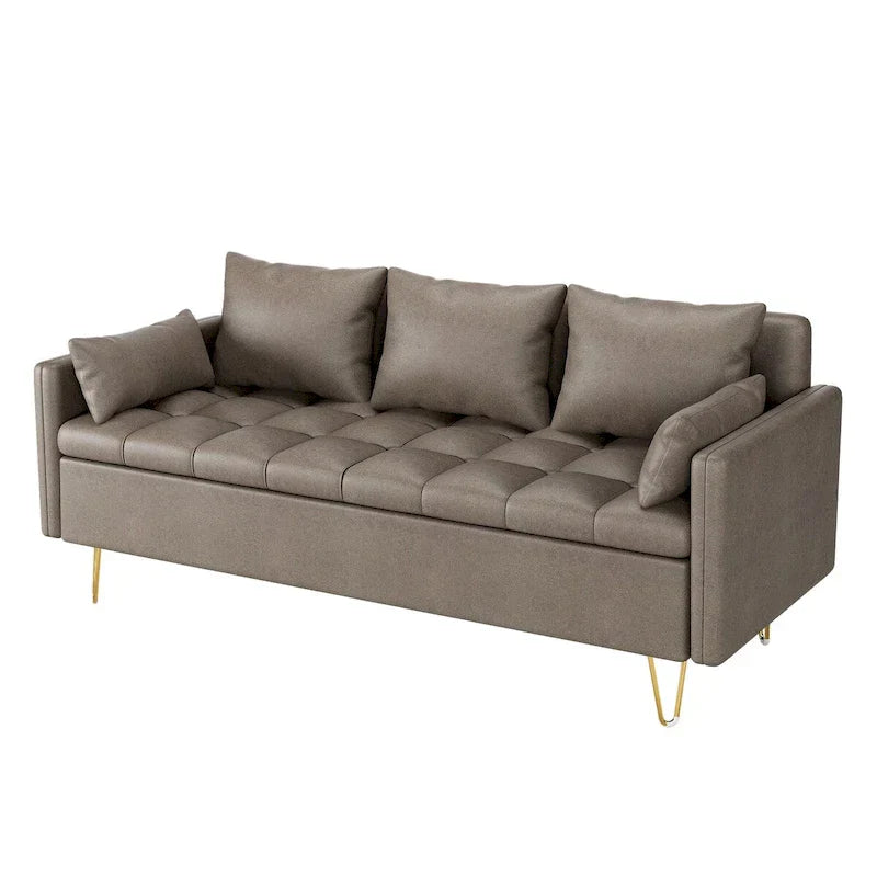 Canapé en cuir 3 places GIMMYFIVE avec coussin, canapé pour salon