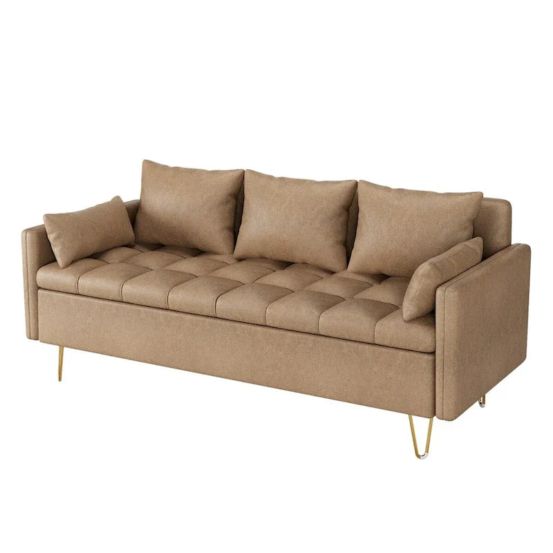 Canapé en cuir 3 places GIMMYFIVE avec coussin, canapé pour salon