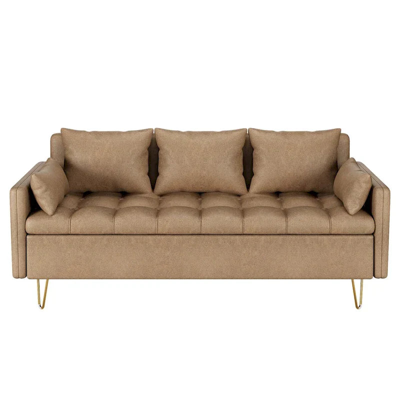 Canapé en cuir 3 places GIMMYFIVE avec coussin, canapé pour salon