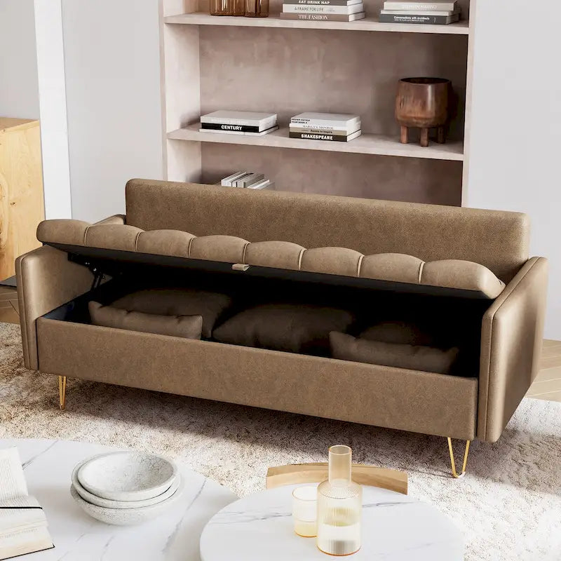 Canapé en cuir 3 places GIMMYFIVE avec coussin, canapé pour salon