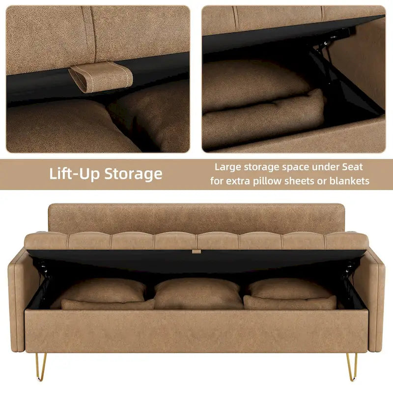 Canapé en cuir 3 places GIMMYFIVE avec coussin, canapé pour salon