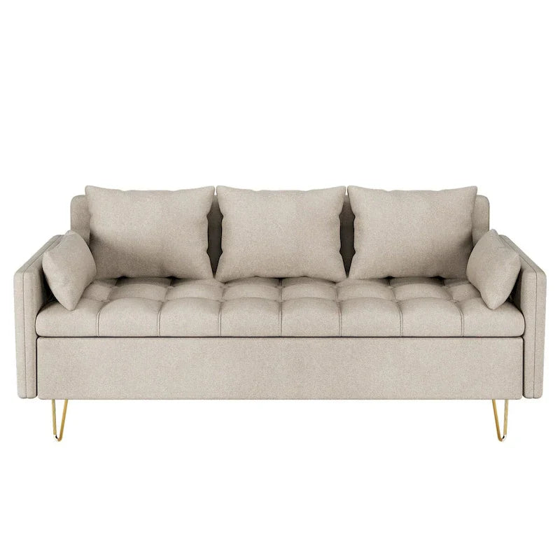 Canapé en cuir 3 places GIMMYFIVE avec coussin, canapé pour salon