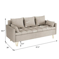 Canapé en cuir 3 places GIMMYFIVE avec coussin, canapé pour salon