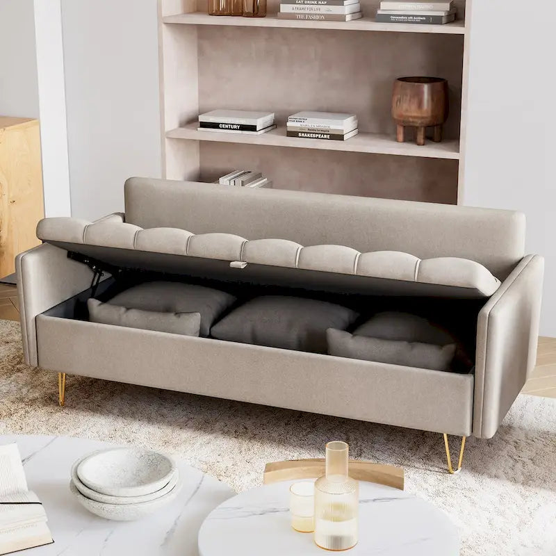 Canapé en cuir 3 places GIMMYFIVE avec coussin, canapé pour salon