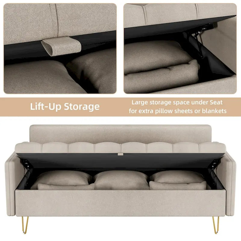 Canapé en cuir 3 places GIMMYFIVE avec coussin, canapé pour salon