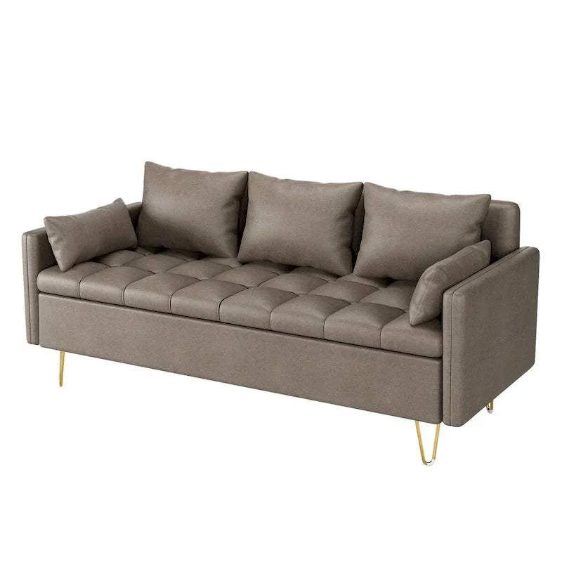 Canapé en cuir 3 places GIMMYFIVE avec coussin, canapé pour salon