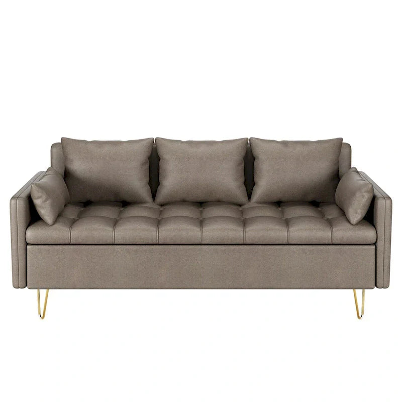 Canapé en cuir 3 places GIMMYFIVE avec coussin, canapé pour salon