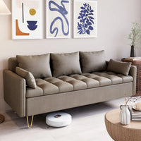 Canapé en cuir 3 places GIMMYFIVE avec coussin, canapé pour salon