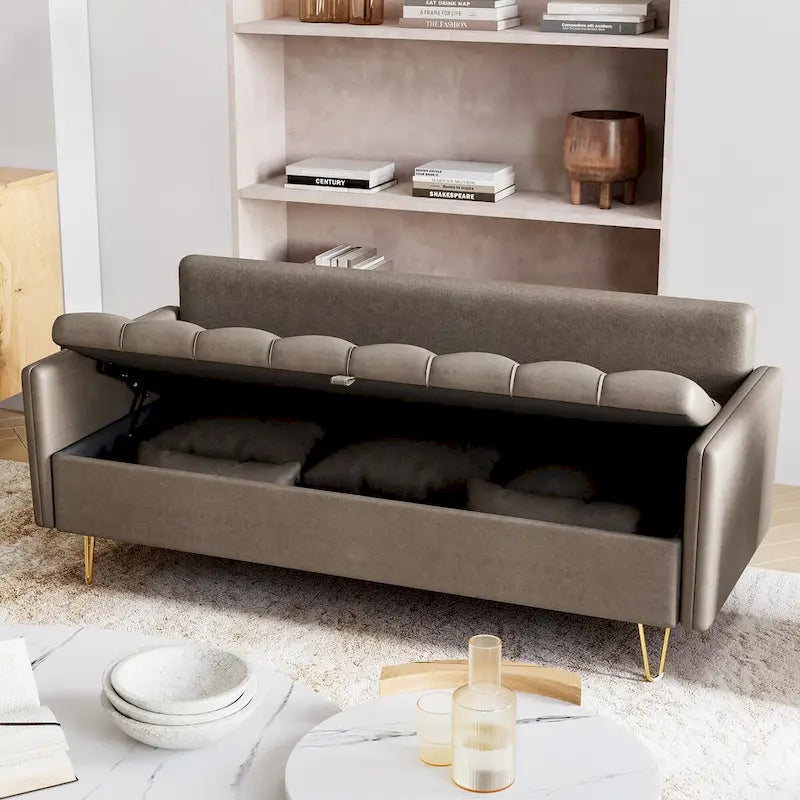 Canapé en cuir 3 places GIMMYFIVE avec coussin, canapé pour salon
