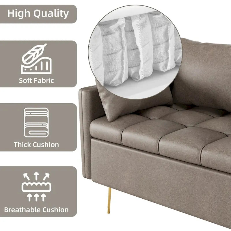 Canapé en cuir 3 places GIMMYFIVE avec coussin, canapé pour salon