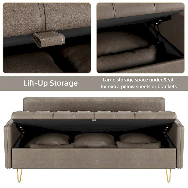 Canapé en cuir 3 places GIMMYFIVE avec coussin, canapé pour salon