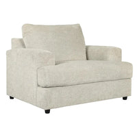 Fauteuil et demi tapissé en tissu avec coussin d'assise en T, gris clair