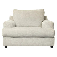 Fauteuil et demi tapissé en tissu avec coussin d'assise en T, gris clair