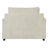 Fauteuil et demi tapissé en tissu avec coussin d'assise en T, gris clair