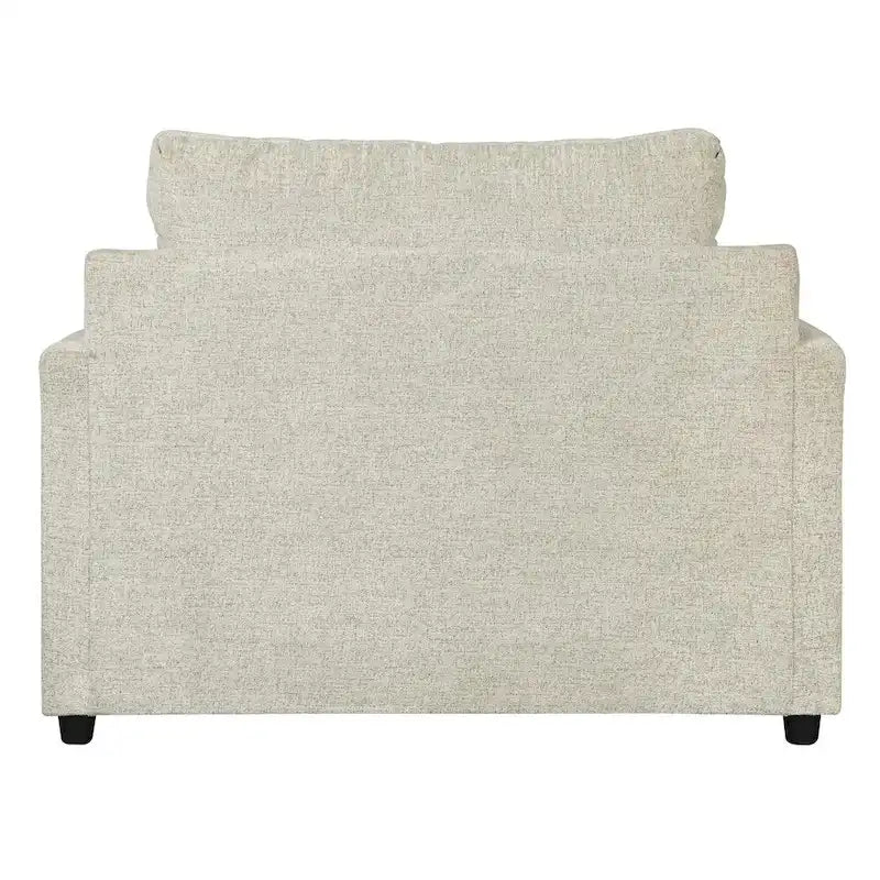 Fauteuil et demi tapissé en tissu avec coussin d'assise en T, gris clair