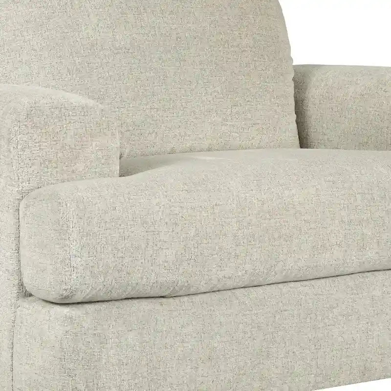 Fauteuil et demi tapissé en tissu avec coussin d'assise en T, gris clair