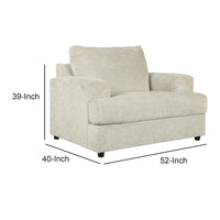 Fauteuil et demi tapissé en tissu avec coussin d'assise en T, gris clair