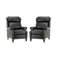 Lot de 2 Fauteuils Inclinables Modernes Noemon en Cuir Véritable avec Clous Décoratifs par HULALA HOME