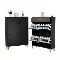 Meuble à chaussures pour entrée, organiseur autoportant avec 2 tiroirs basculants, rangement à chaussures caché pour couloir/penderie