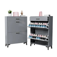 Meuble à chaussures pour entrée, organiseur autoportant avec 2 tiroirs basculants, rangement à chaussures caché pour couloir/penderie
