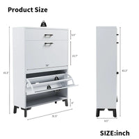 Meuble à chaussures pour entrée, organiseur autoportant avec 2 tiroirs basculants, rangement à chaussures caché pour couloir/penderie