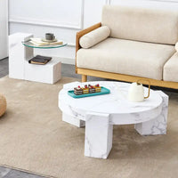 Table basse en MDF texturé marbre avec table d'appoint. Assortie à plusieurs décors adaptée au salon et à la chambre
