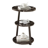 Table d'appoint Skylar à 3 niveaux avec plateau à rebord relevé et pieds asymétriques en métal de style moderne du milieu du siècle