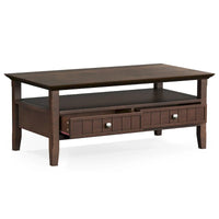 Wyndenhall Normandy Table Basse Transitionnelle Rectangulaire de 122 cm de Large en BOIS MASSIF avec Tiroir, Brunette Brown