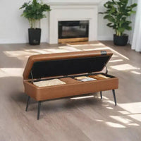 Banc coffre de rangement, Banc de lit ou d'entrée, Banc de rangement avec charnières de sécurité, Supporte 300 kg