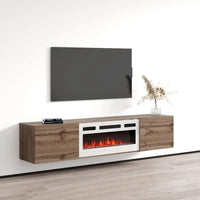 Meuble TV flottant Baja WH-EF avec cheminée
