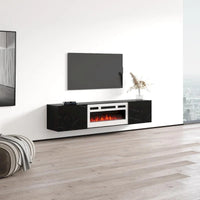 Meuble TV flottant Baja WH-EF avec cheminée