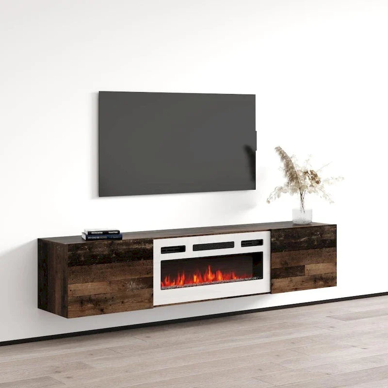 Meuble TV flottant Baja WH-EF avec cheminée