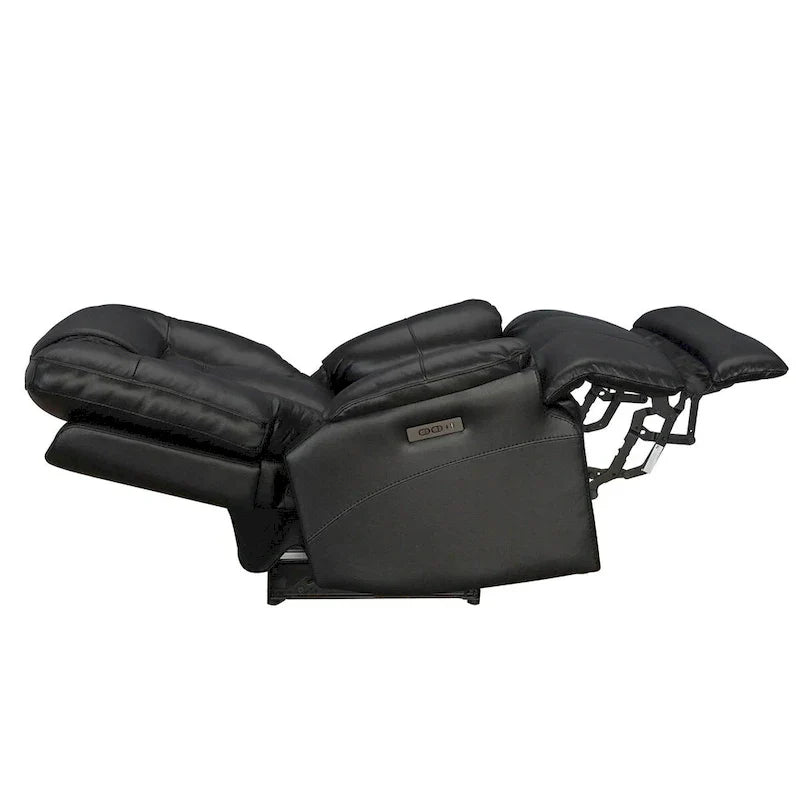 Fauteuil Inclinable Électrique Zéro Gravité en Cuir Pleine Fleur Noir avec Appui-Tête Réglable et Repose-Pieds Extensible