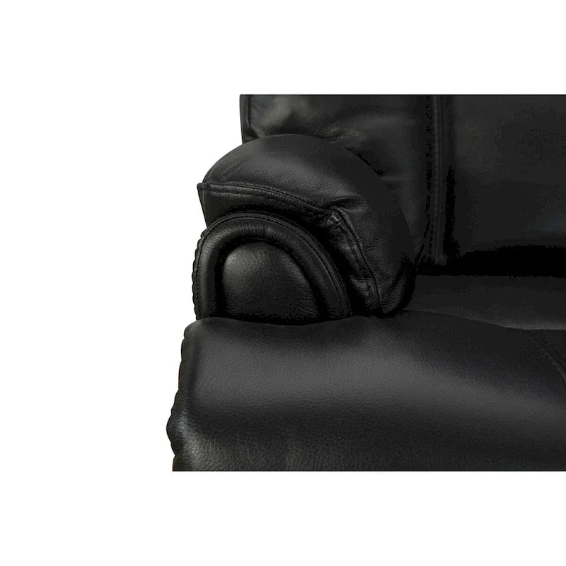 Fauteuil Inclinable Électrique Zéro Gravité en Cuir Pleine Fleur Noir avec Appui-Tête Réglable et Repose-Pieds Extensible
