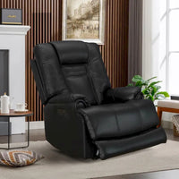 Fauteuil Inclinable Électrique Zéro Gravité en Cuir Pleine Fleur Noir avec Appui-Tête Réglable et Repose-Pieds Extensible